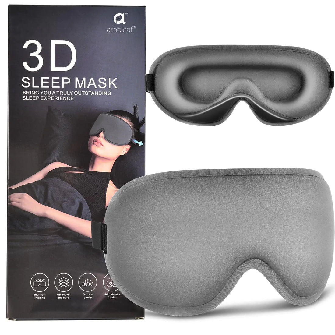 Arboleaf Sleep Mask Sleep Eye Mask Comfort Sleeping Mask Adjustable Fit Sleep Masks for Women Contoured for Zero Pressure Sleep Eye Mask for Deep Sleep Travel Bliss and Serene Naps