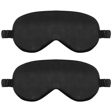 2 Pack Sleep Mask Silk Eye Mask Cover for Sleeping Soft Satin Blindfold with Elastic Strap Comfortable Night Sleeping Mask for Women Men (Black)